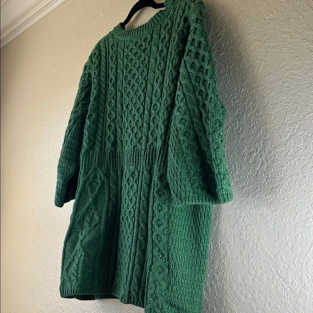 Irish Wool Cable Knit Green Cardigan Sweater - Picture 15 of 17